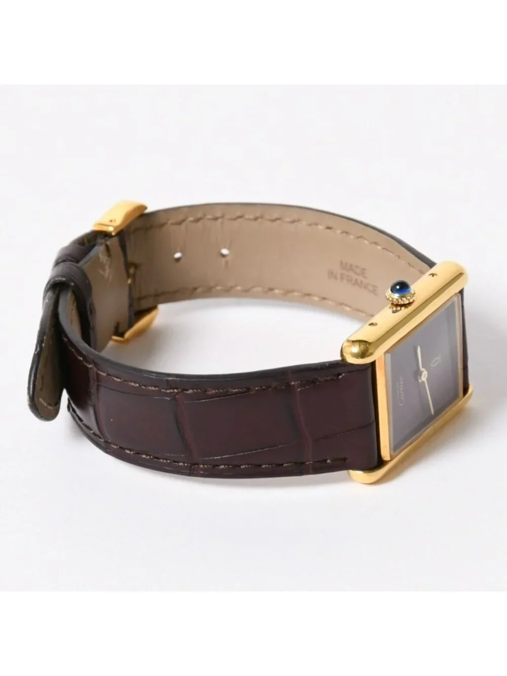 Cartier Tank LM Vermeil Must LM Watch Leather Bordeaux Dial Manual Wind